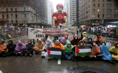 Anti-Israel Protesters Disrupt Macy's Thanksgiving Day Parade in New York City